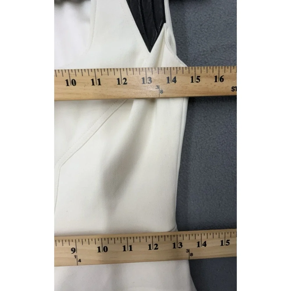 Yigal Azrouel Dress‎ 4 Winter White Cream Wool Silk Lined Leather Stretch Chic